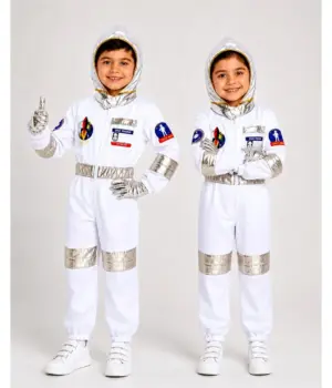 Astronaut Premium Unisex Costume White for Kids with space explorer jumpsuit and hood