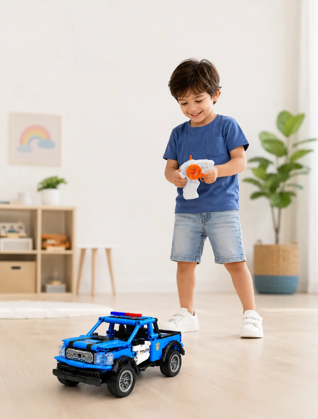 Remote Control Building Block Police Car – Raptor 1:16 Scale 403-Piece RC Toy