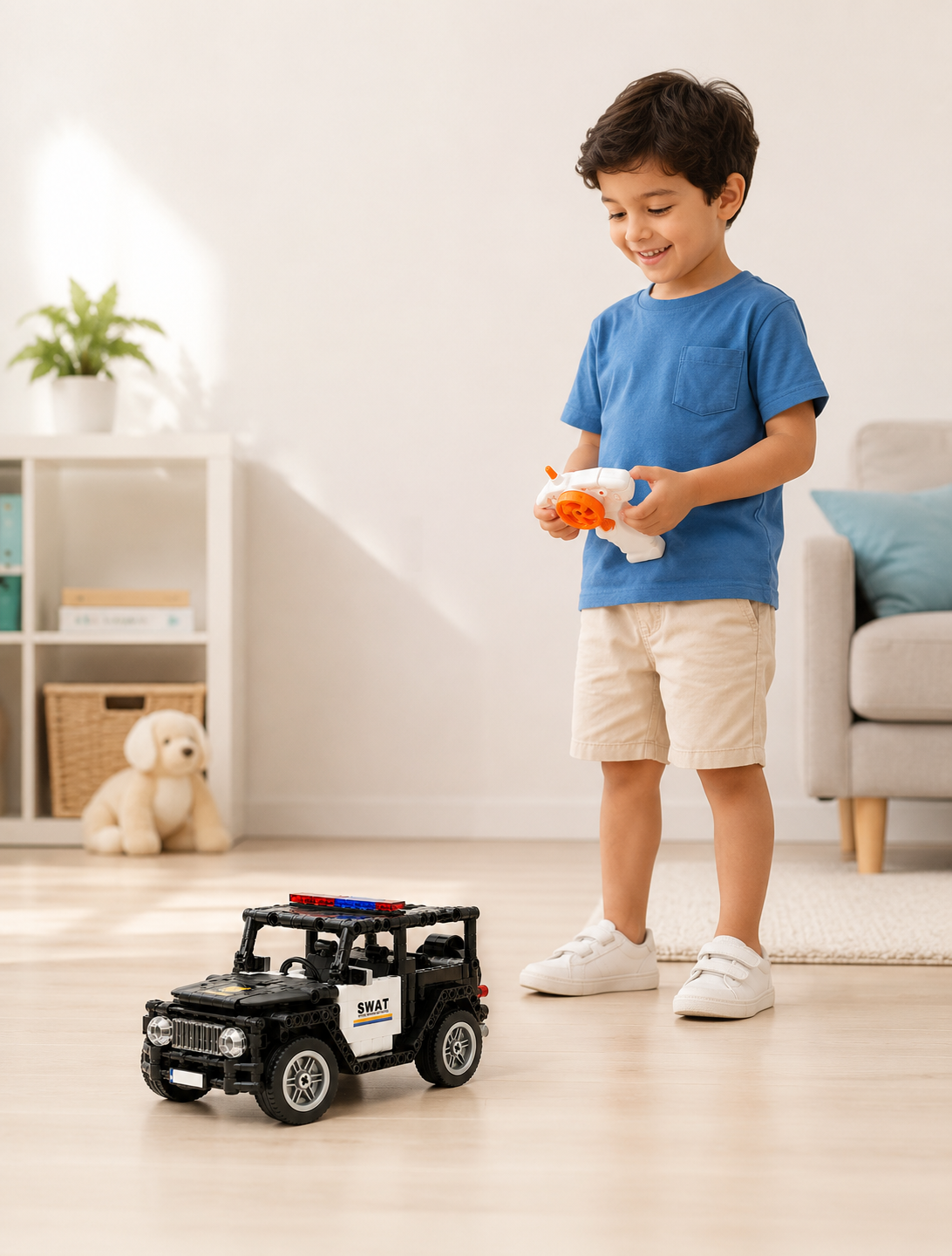 G-Class Police Car – 1:16 Scale 399-Piece Remote Control Building Block RC Toy