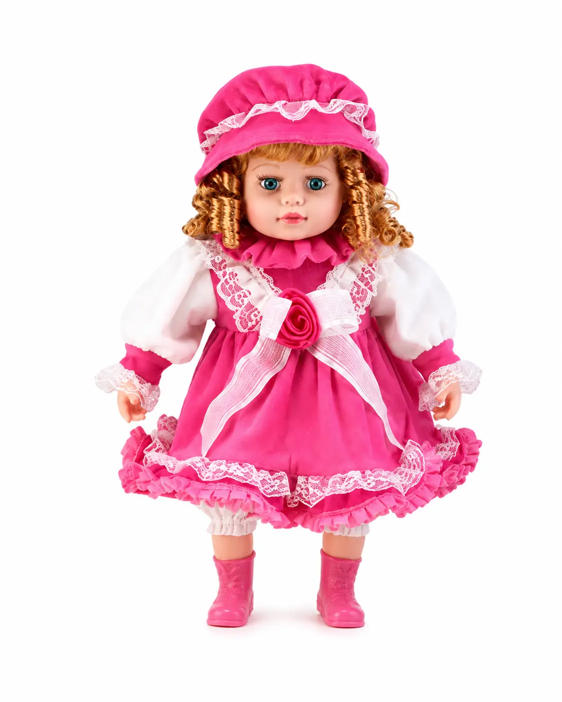 Premium Rose-Red Doll – English 5-Tone Movement Interactive Fashion Doll